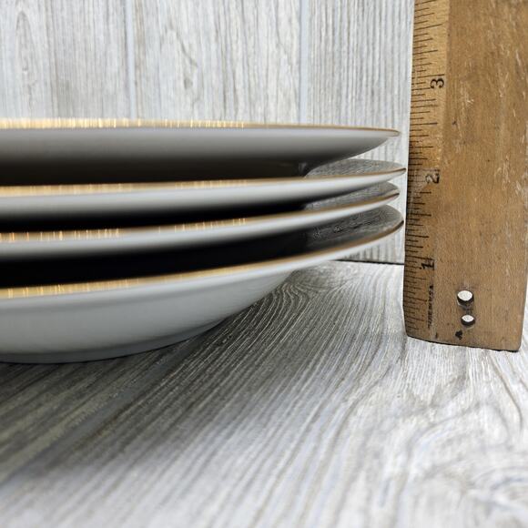 Set Of 4 Sango China Versailles Rim Soup Bowls 8 1/2" Japan #3632 Green Gold - Picture 5 of 7